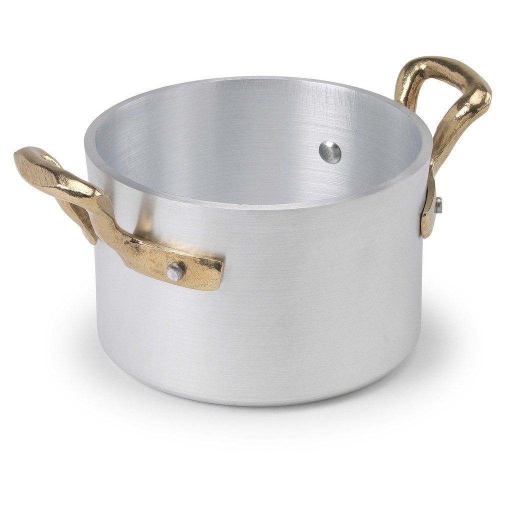 Pentole Agnelli 1932 Collection Saucepot with 2 Handles, Colour-White, Aluminium, Silver, 10 x 10 x 7 cm