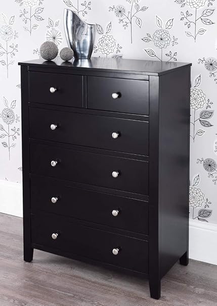 Brooklyn Black 2 Over 4 Chest Large Chest Of Drawers With Metal
