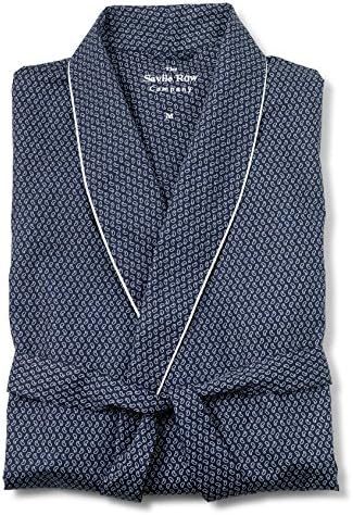 Savile Row Men's Navy White Paisley Print Dressing Gown XXL
