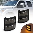NJSBYL Led Side Mirror Marker Lamp For F250 F350 F450 F550 Super Duty Switchback White Led Driving Parking Light Amber Led Turn Signal Light Smoke Lens