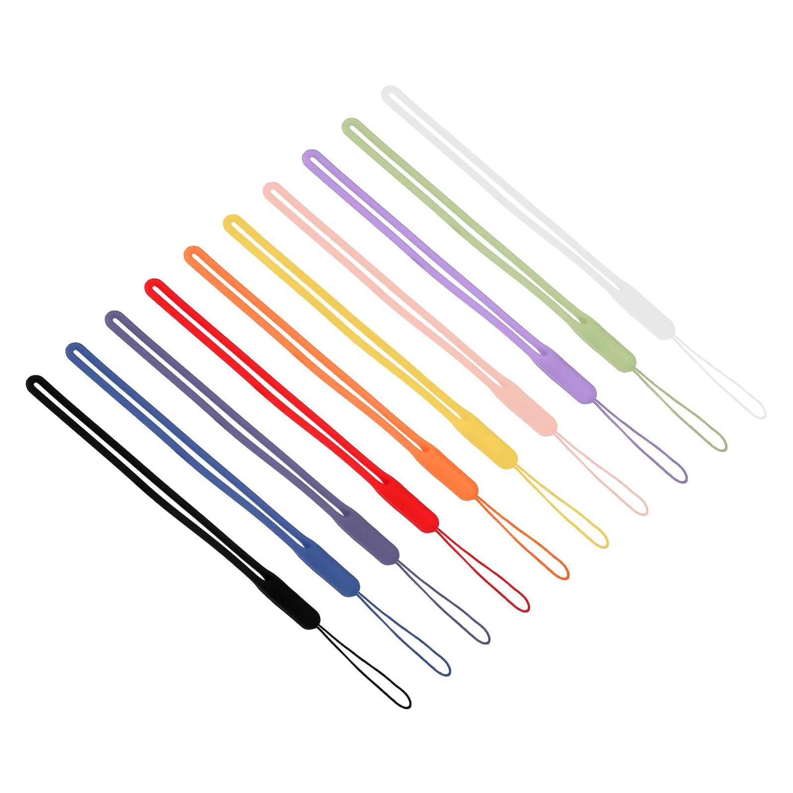 PATIKIL 19cm Wrist Strap Lanyards, 10 Pcs Silicone Short Soft Neck Lanyard Hand Wristlet String Badge Lanyard for Cellphone USB Key Chain Camera, 10 Colors