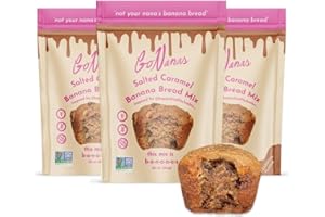 GoNanas Salted Caramel Oat Flour Banana Bread Mix, Suitable for Plant Based Vegan Diets, Gluten Free Dairy Free Snacks, Healthy Snacks For Adults, Muffin Mix, Nut Free, Cupcakes Dessert, NON-GMO, 3pk