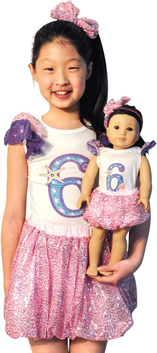 Ecore Fun Matching Girl & Doll Clothes Outfits Dresses for 4-9 Years Girls and American 18 Inch Girl Doll