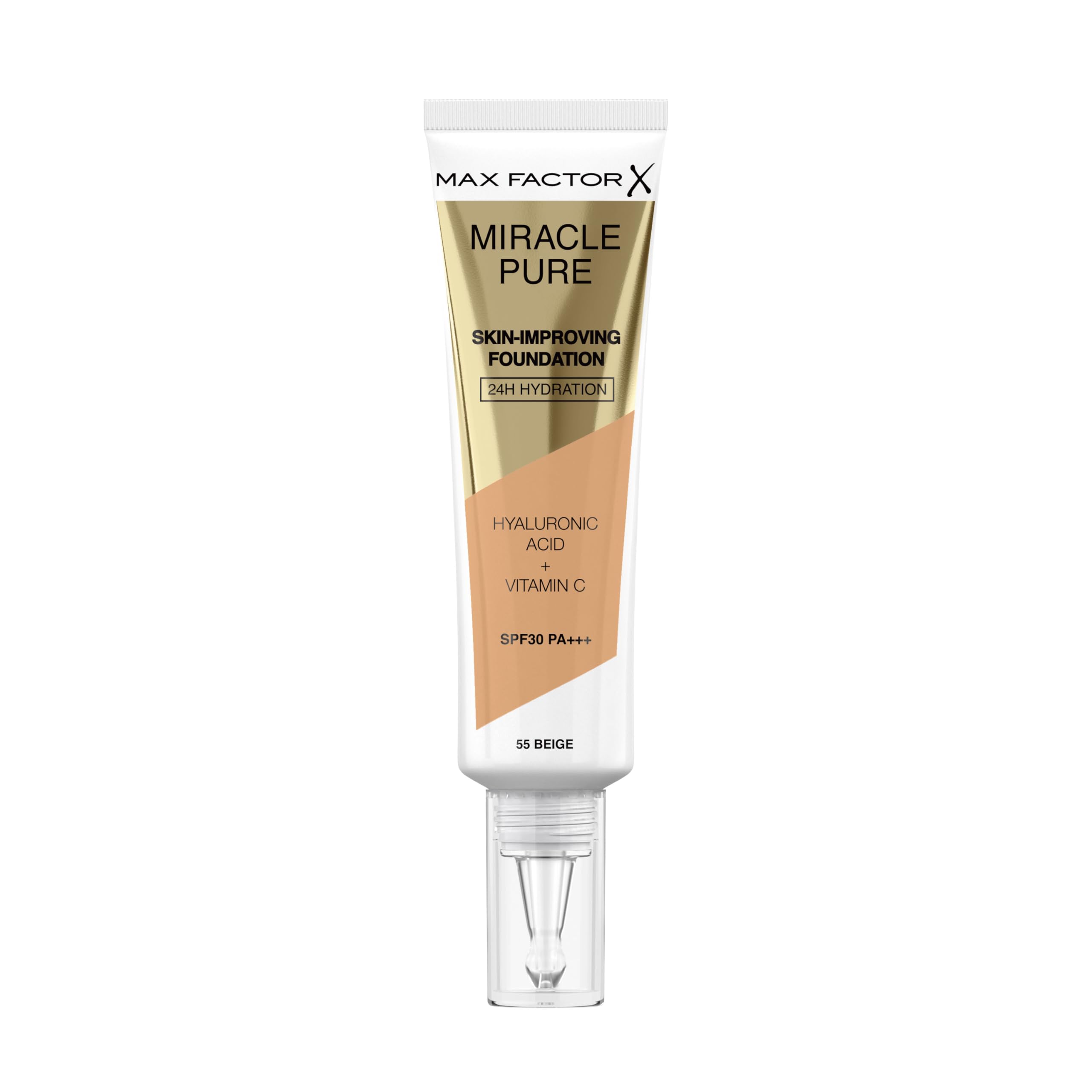 Max Factor Miracle Pure Liquid Foundation, Beige, Full Coverage, Flawless and Radiant Finish, Lightweight Formula, Smudge Resistant, Non Pore-Clogging, Fragrance Free, 35ml