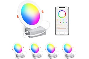 CHANGM Smart Recessed Lighting 4 Inch RGBCW Color Changing 12W LED Recessed Ceiling Light with Junction Box,2700 K-6000K,1080LM Canless Downlight Compatible with Alexa,Dimmable by Bluetooth Control (4 Pack)