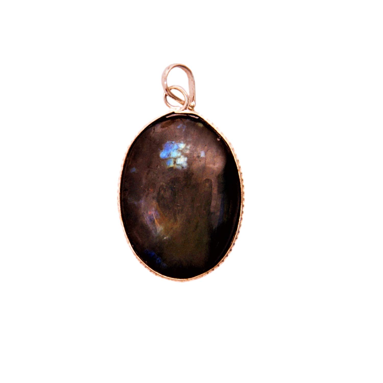 Purpledip Labradorite Oval Pendant For Necklace: Reiki Energized Natural Crystal, Good Luck Healing Charm (11328)