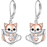 Bee/Fox/Frog Earrings for Women Sterling Silver Bee/Fox/Frog Jewelry Cup Animal Dangle Earrings Gifts for Women