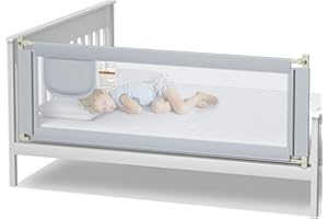 JUMUR Bed Rail for Toddlers and Kids - Upgrade Your Child's Safety with Our Enhanced Bed Guard Rail - Thickened Pipe for Ultimate Security - Fits Queen, King, Twin Size Beds (1 Piece, 74.8", Gray)