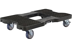 SNAP-LOC, 4 Wheel Dolly, 1,200 lb Professional E Track Dolly, Heavy Duty Furniture Moving Cart, Modular Cargo Platform, Made in USA, Black