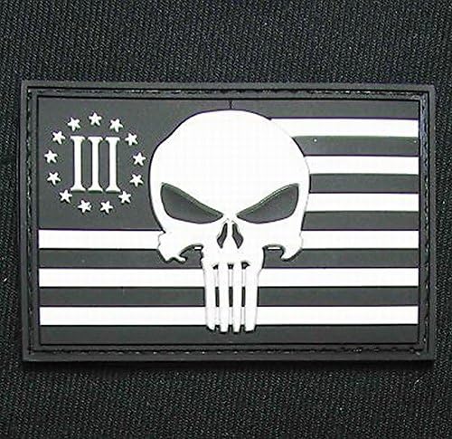 Usa Punisher 3 Percenter White Black Ops Us Flag Rubber 3d Pvc Glow Velcro Patch