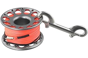 Scuba Diving Reel, Scuba Spool Finger Reel Dive Reel with Stainless Steel Hook for Underwater Scuba Diving Snorkeling Spearfi