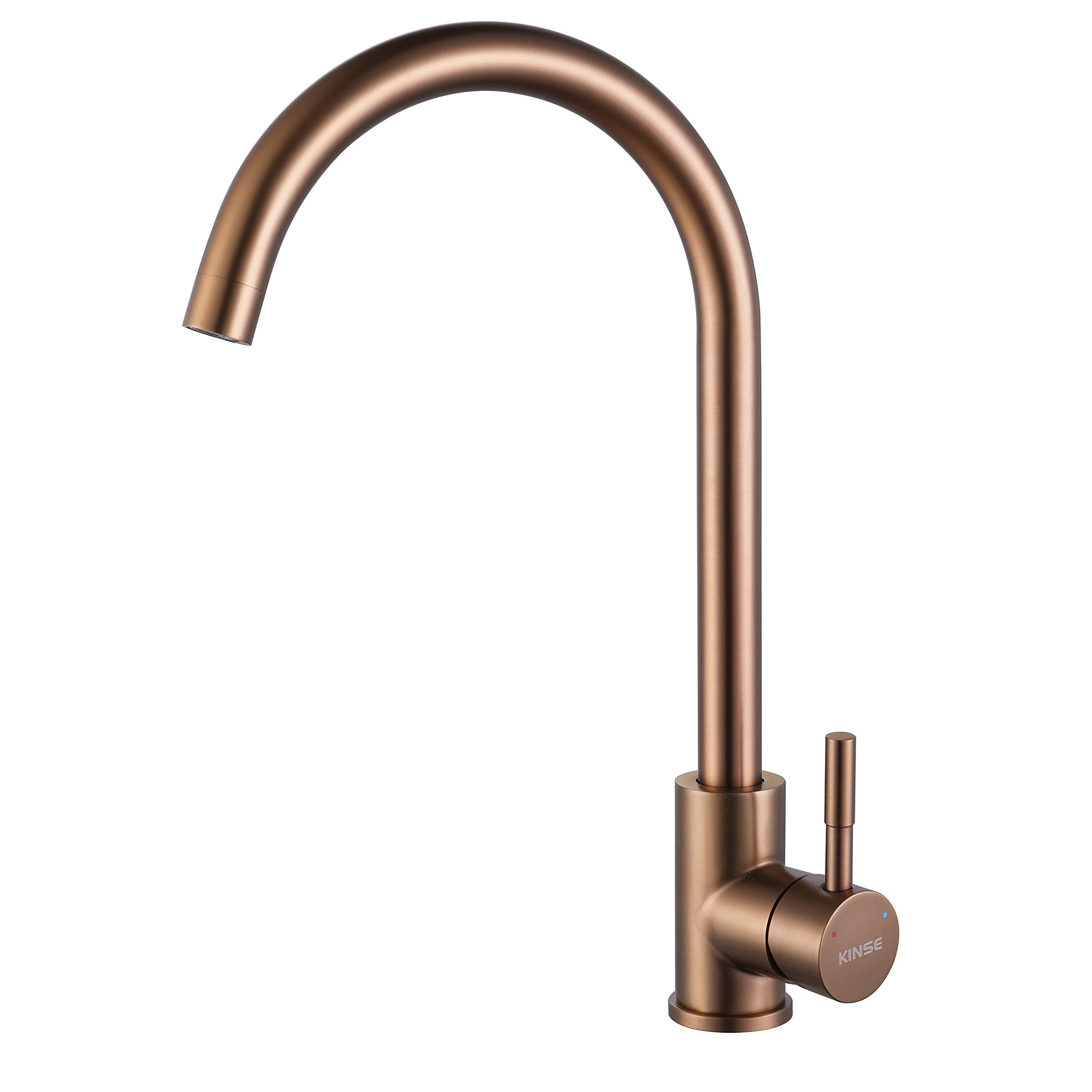KINSE Kitchen Mixer Tap, 360° Swivel Kitchen Sink Faucet, Stainless Steel, Single-Handle, Rose Gold