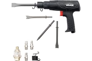 VEVOR Air Hammer, 2500-2700BPM Pneumatic Hammer with 2.76-inch Stroke & 4PCS 6.7" Long Barrel Chisels, Pistol-Grip Compact Ai