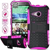 ElBolt TM 3 in 1 Bundle HTC One Mini 2 / HTC One Remix / HTC M8 Mini Armor Grenade Stand Hard Gel Case -Pink with Free Ultra-Sensitive Stylus Pen and Premium Screen Protector by ElBolt TM