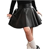 WDIRARA Toddler Girl's PU Leather Flared Mini Skirt High Waisted Skater A Line Skirt
