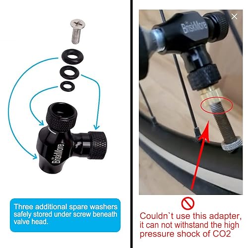 BriskMore CO2 Inflator Kits with X 16g CO2 Cartridges for Bike Tires,  Presta and Schrader Valve Compatible,