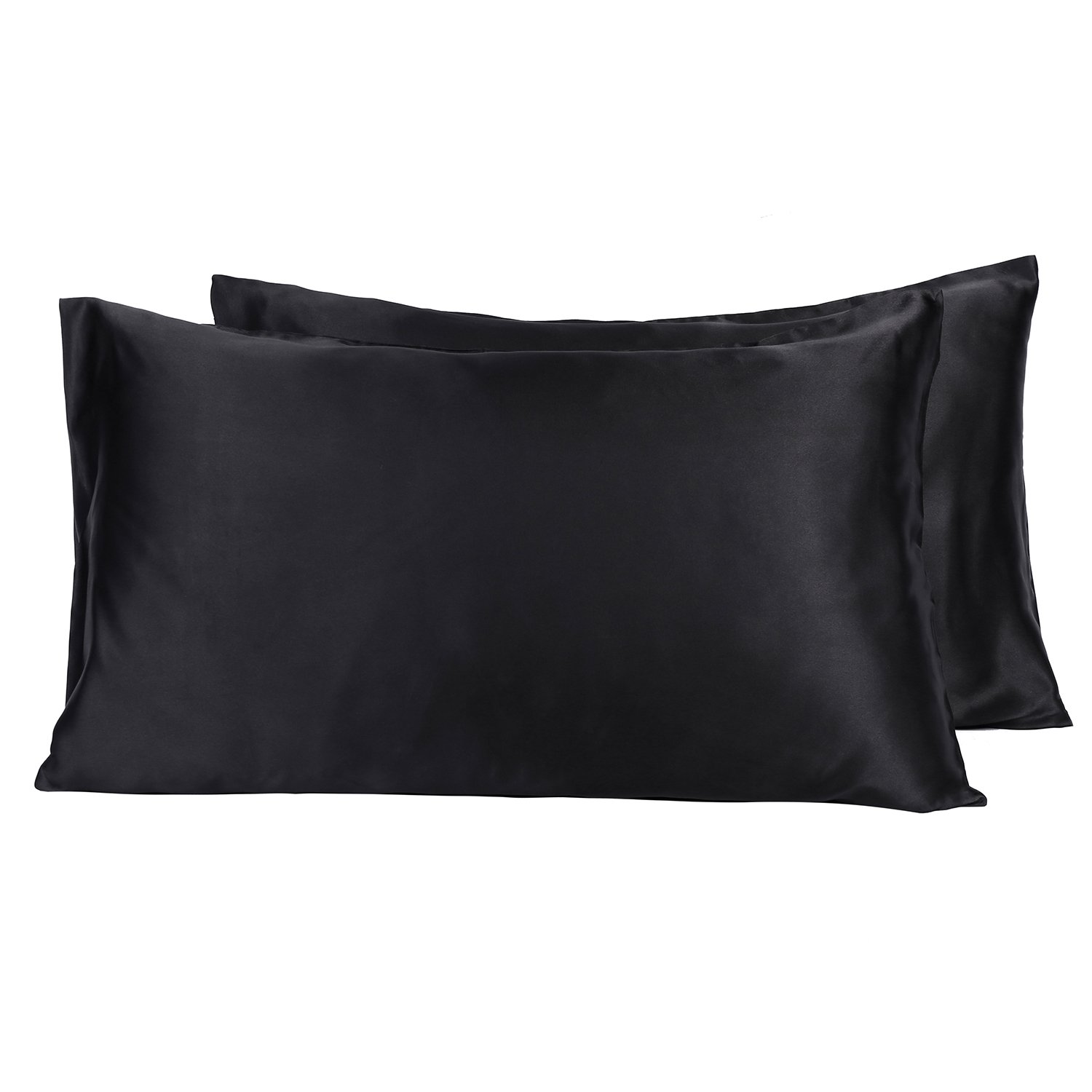 MOVEONSTEP Pillow Cases 2 Pack Housewife Bedroom Pillow Covers Plain Silky-soft Brushed Microfiber Pillowcases Queen Size 75 * 50cm (Black)