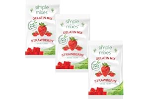 Simple Mixes Natural Gelatin Dessert, Strawberry, Healthy Snack, Dye-Free, No Gluten or Fat, Kosher, 3 Pack