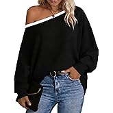 Dressmine Womens Off Cold Shoulder Tops Long Sleeve Asymmetrical Batwing Sweatshirts Blouse Casual Loose Tunics
