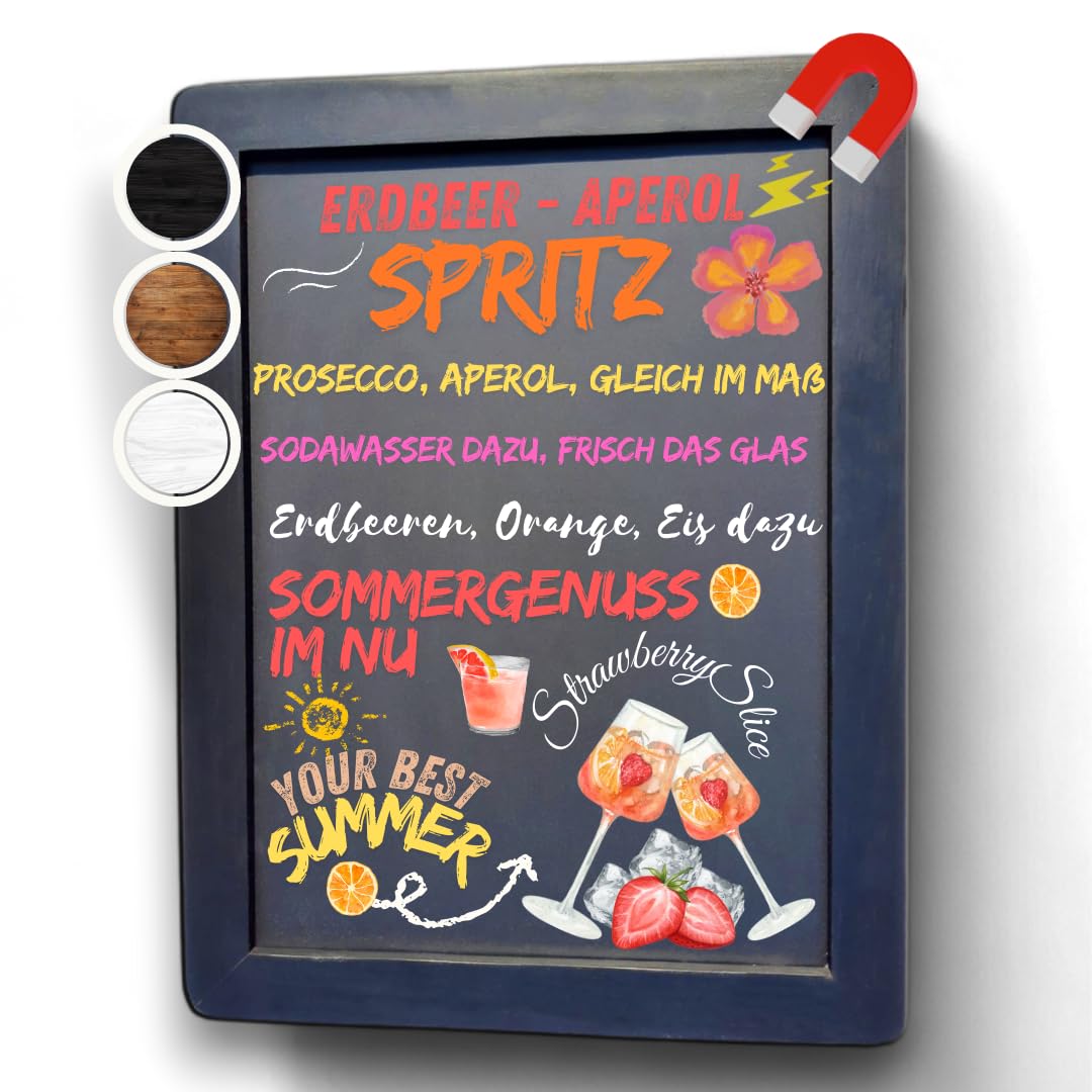 ELAFI® Magnetic Chalkboard Black 28 x 37 cm | Writing Board for Hanging A4 Writing Surface Anthracite Black | Slate Board with Frame | Magnetic Board Made of Pine Wood | Wall Board & Jute Rope for