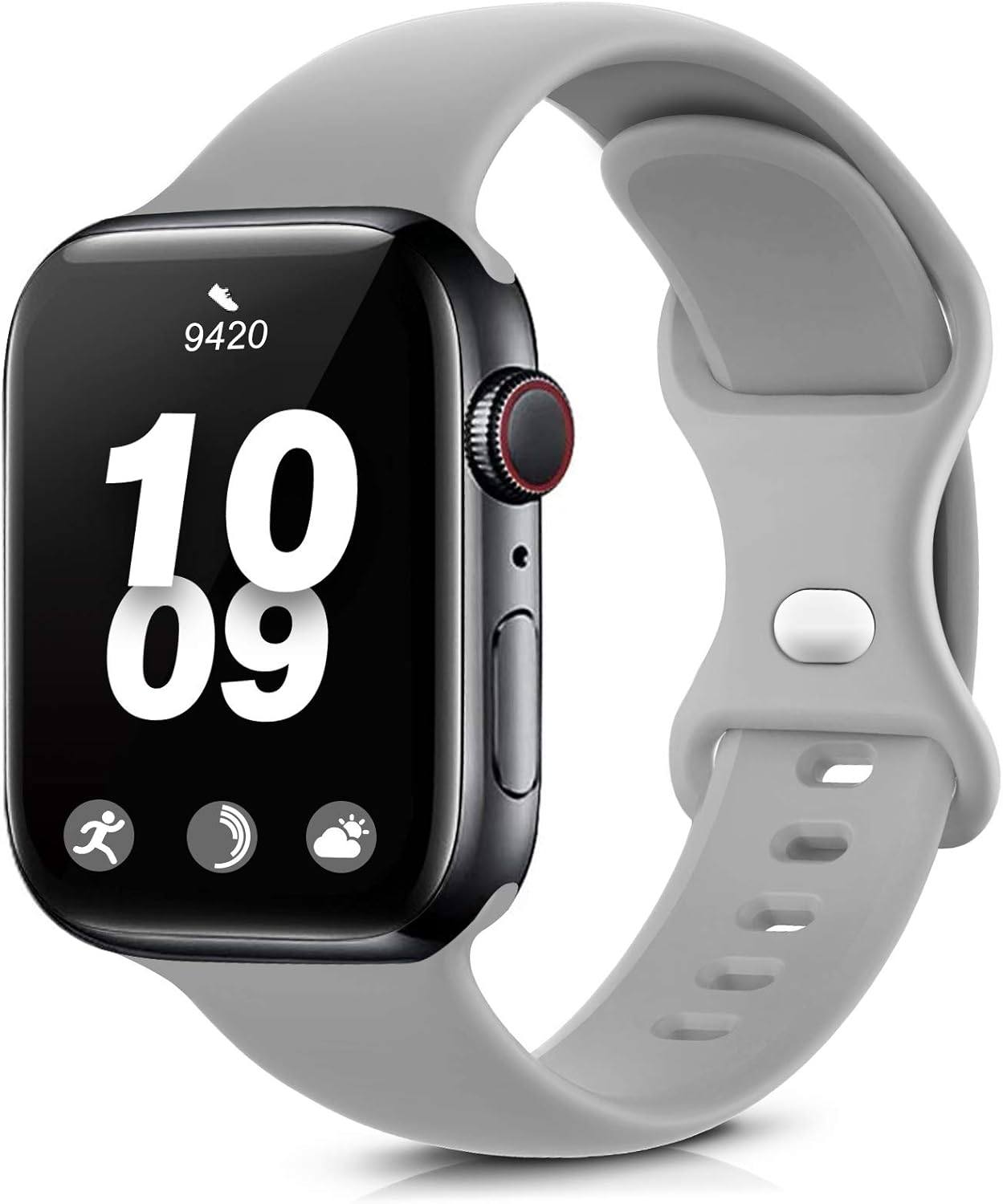 Coinit Sport Band Compatible with Apple Watch Bands 38mm 40mm 42mm 44mm, Soft Silicone Replacement Wristband Compatible with iWatch Series 6 5 4 3 2 1 Women Men Grey 42mm/44mm S/M