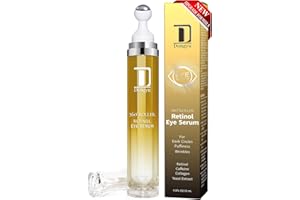 Dongyu Retinol Eye Serum with Roller: Caffeine Under Eye Cream for Dark Circles Puffiness Bags - Anti-Aging Eye Roller Cream Reduce Wrinkles Fine Lines 15ml