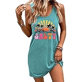 Funny Cute Sleeveless Letter Print Graphic Tank Dress for Women Summer Casual Beach Hawaiian Vacation Outfit