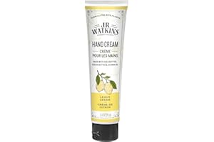 J.R. Watkins Natural Moisturizing Hand Cream, Hydrating Hand Moisturizer with Shea Butter, Cocoa Butter, and Avocado Oil, USA Made and Cruelty Free, 3.3oz, Lemon Cream, Single