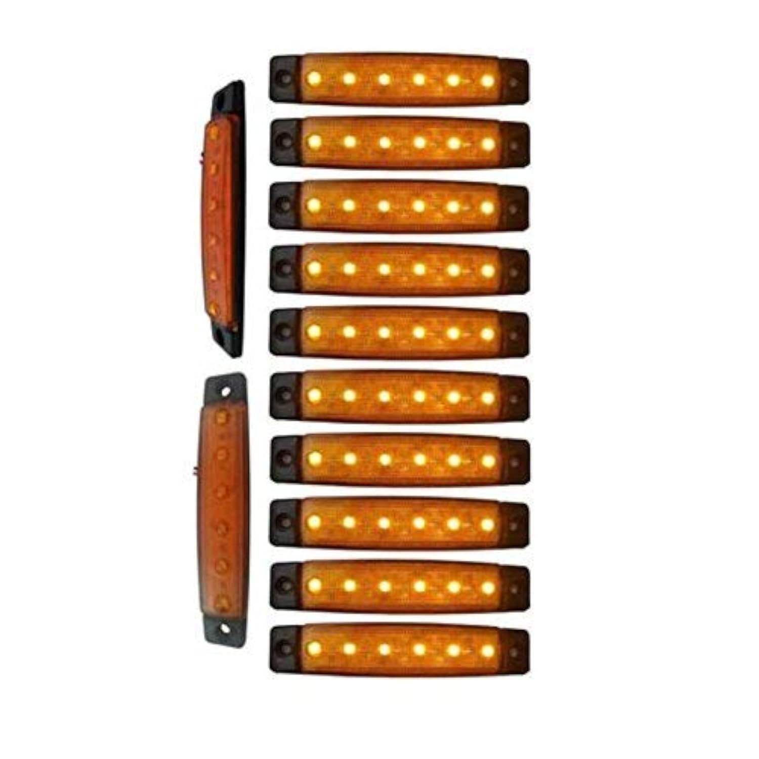 YUK GSRECY 10 pcs 3.8" 6 LED Side Led Marker Trailer marker lights for trucks, Marker light amber, Rear side marker light, Truck cab marker lights, RV marker light (Yellow)