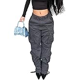 High Waisted Cargo Jeans for Women Straight Wide Leg Y2k Streetwear Cargo Pants Baggy Boyfriend Denim Pants with Pockets