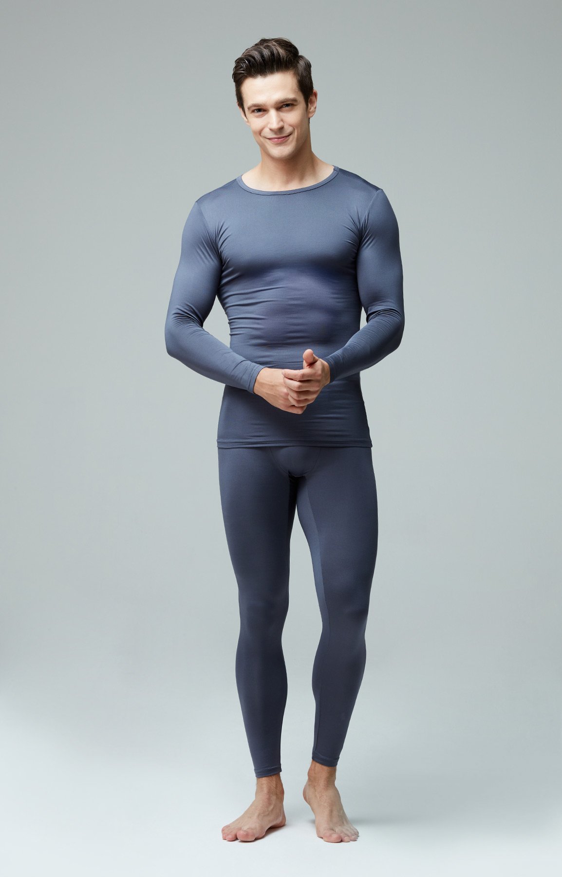 TSLA Blank Men's Thermal Microfiber Soft Fleece Long Johns Top & Bottom