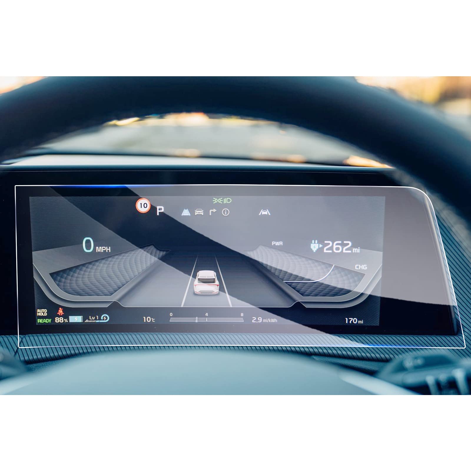 GAFAT [UK RHD] Ki-a EV6 GT Line 2021-2023 2024 12.3" Protective Film for Virtual Cockpit, EV6 2023 UK Car Tempered Glass Screen Protector Touchscreen, Compatible with Kia EV6, 9H Anti-Scratch