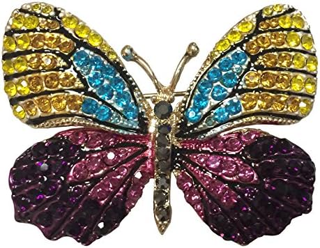 Grace Angel Colorful Rhinestone Butterfly Brooches Pin BR012