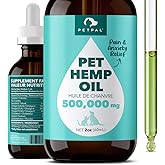 Petpal Organic Hemp Oil for Dogs & Cats (500,000MG) Canadian Grown, Natural Calming, Stress, Rich in Omega 3, Super Food Topp