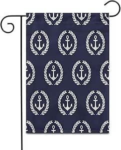 Bandera De La Casa Patrones Azul Marino Ancla Y Corona De Laurel Lindo