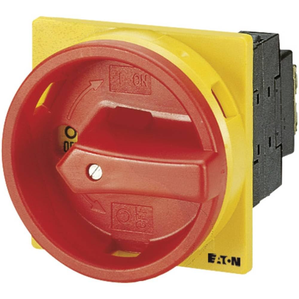 Eaton 041097 Main Switch, 3-pin, 25 A, Emergency Off Function, Lockable In 0 Position, Installation, Colour Housing/button: Yellow, Red