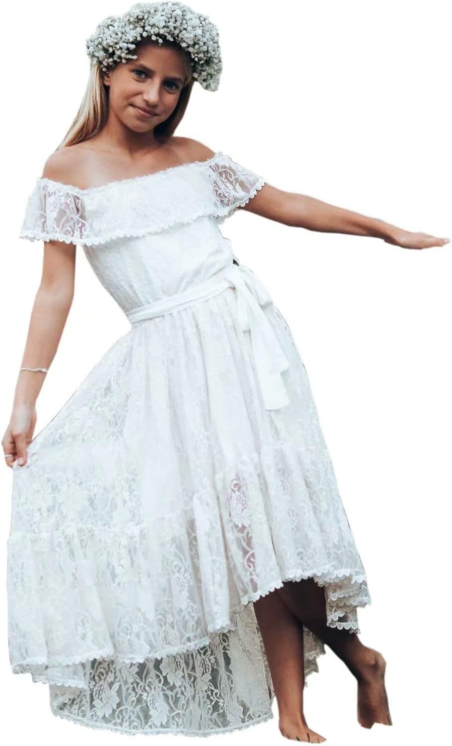 lace boho flower girl dress