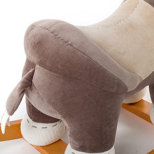 Labebe Wooden Rocking Horse for Toddlers, Boys & Girls, Rocking Animal/Rocker/Ride-on Toys for 1-3 years old, Stuffed Animal Seat, ASTM/CE/ Safety Certified, Creative Birthday Gift - Brown Donkey - Thumbnail 6