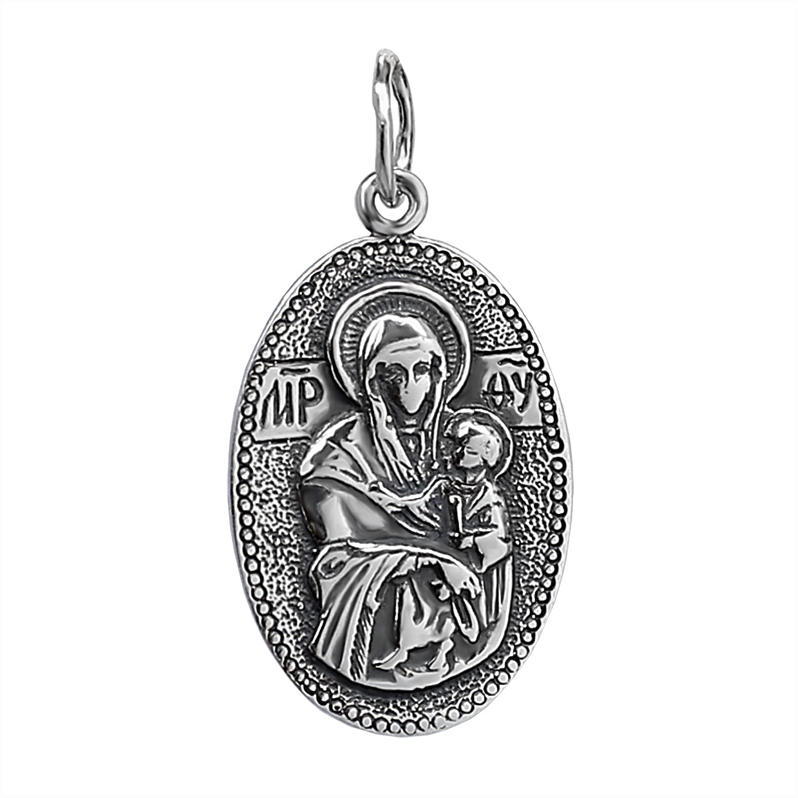 NKlaus 925 Sterling Silver Mother of God Chain Pendant Ortodox Madonna Mary Amulet 10776