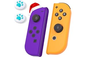 HAMGADER Replacement Switch Controllers,Switch Controllers Compatible with Switch/OLED/Lite, Switch Gamepad Support Dual Vibration/Screenshot/Wake-up/Motion Control.With Two Cute Joystick Hats,Purple Orange