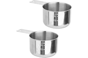 2pcs 1 Cup Stainless Steel Measuring Cups, 250ml/8oz Metal Measuring Scoop with Clear Markings Dishwasher Safe Measure Cups f