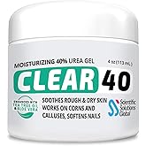 CLEAR 40, 40% Urea Gel, 4 oz w/Tea Tree & Coconut Oil, Aloe Vera Extract, Works on Calluses & Corns, Moisturizes & Softens Cracked Heels, Feet, Elbows, Hands, Nails, Superior Hydration to Urea Creams