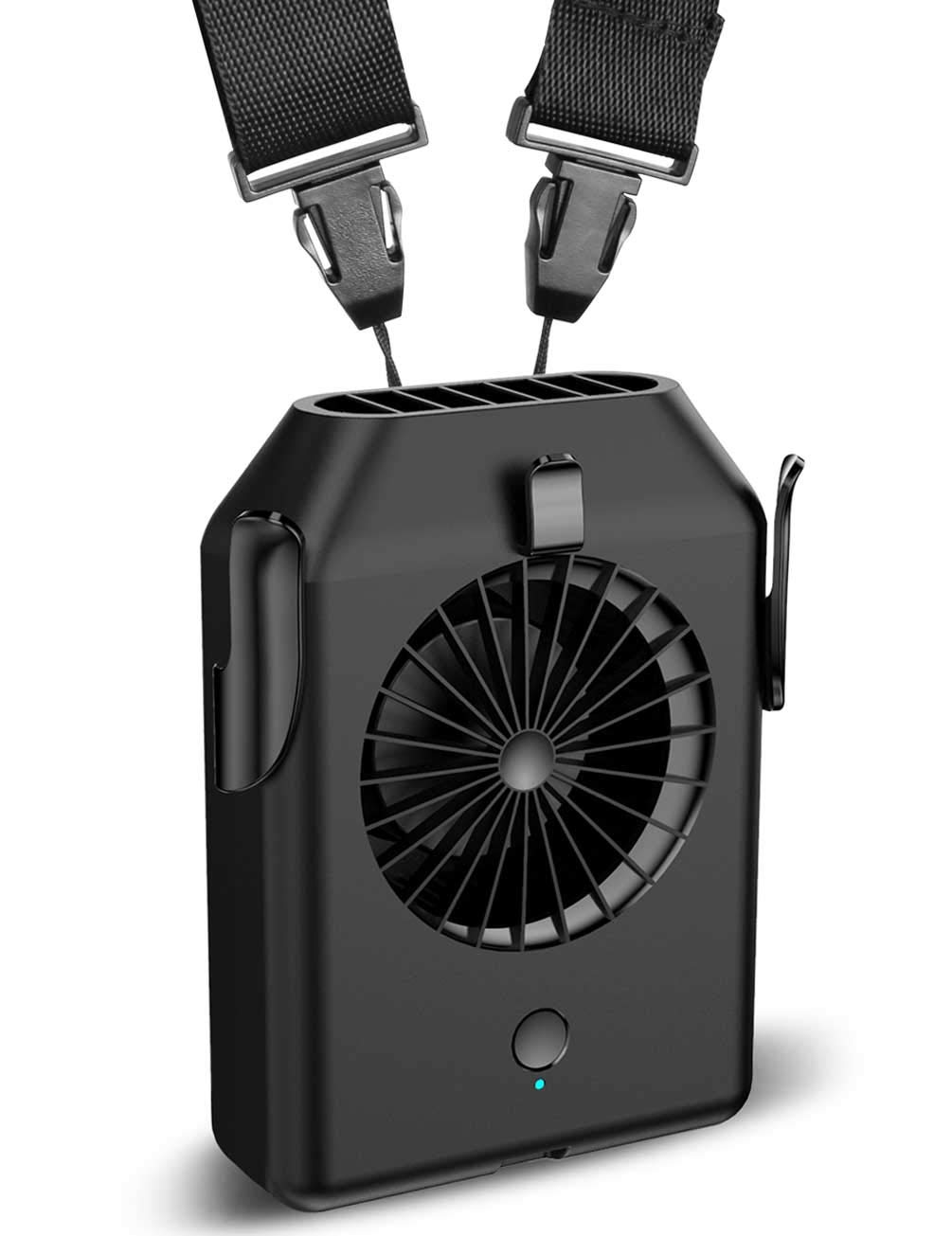 Viniper Waist Clip Fan, Portable Necklace Fan : 5-22 hours Work, 3 Speeds, Rechargeable Battery Operated & Personal Waist Fan Suit for Sport, Work Outdoor (Black)