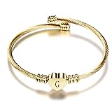 Chili Jewelry Initial G Letter Heart Gold Cuff