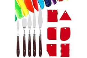 Kettion Palette Knife Set, 5Pcs Stainless Steel Palette Knives and 6Pcs Plastic Scrapers, Flexible Spatula Painting Knife, Ar