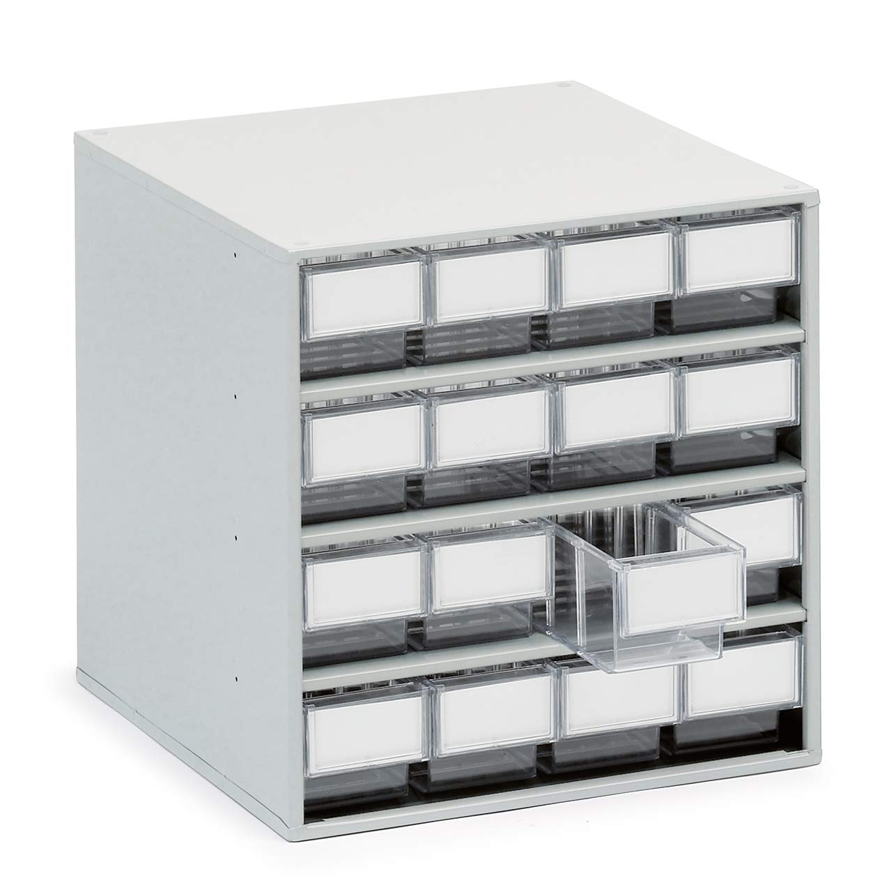 Treston 1640-1 Storage Cabinet, Graues Gehäuse, Transparente Schubladen, Overall Size 400 x 400 x 395mm