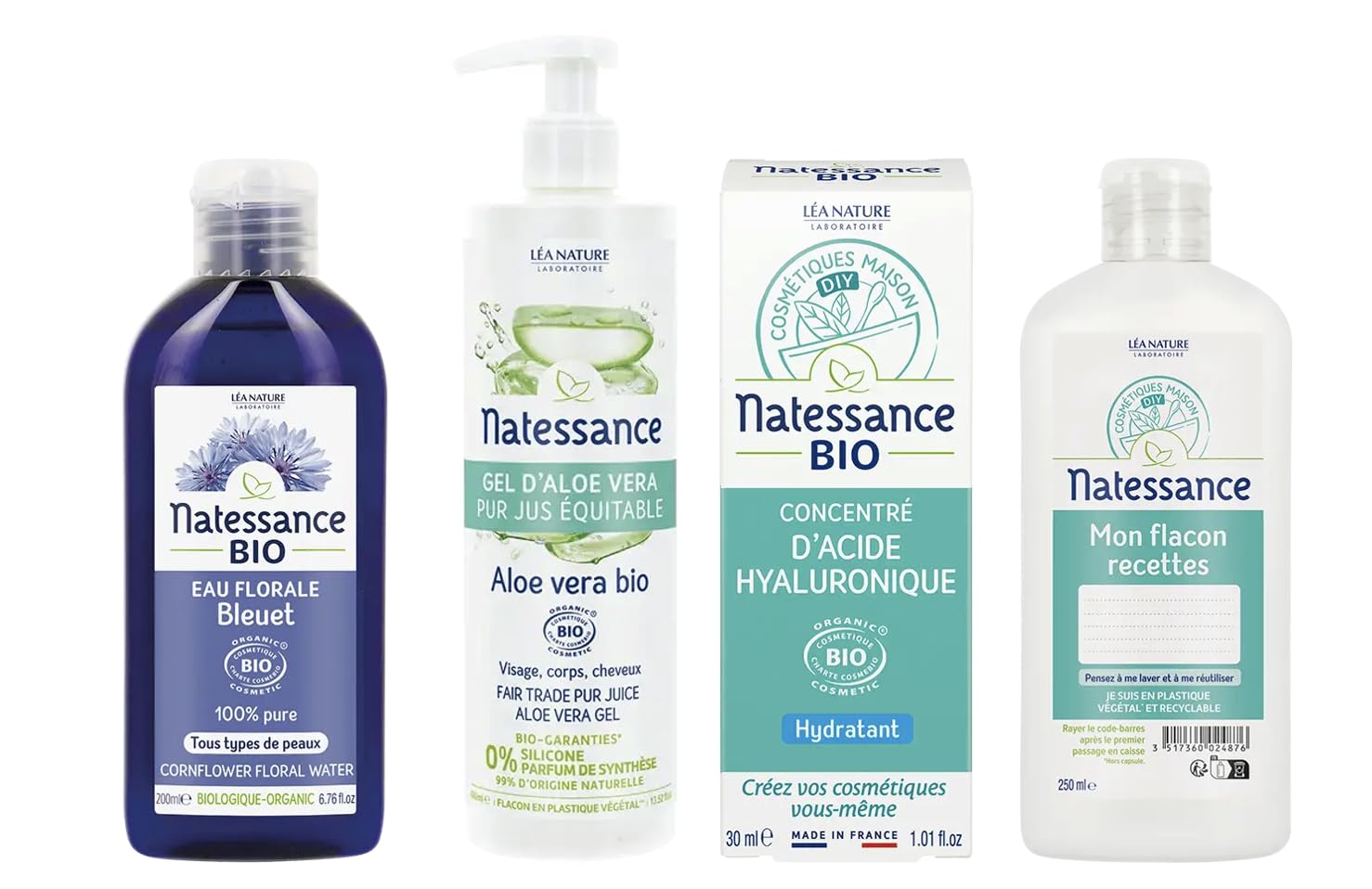 NATESSANCE | Organic Blueberry Floral Water Eye Contour Lotion | DIY Home Cosmetics Kit | Daily Care | Refreshes & Soothes the Eye Area | Recipe Booklet + Free Empty Bottle 250 ml