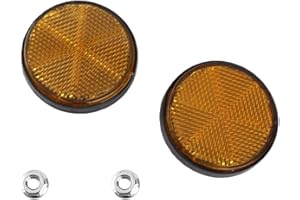 Orange Round Reflector,2 Pcs Round Reflector Universal Motorcycle Bike Red Reflector PMMA Material