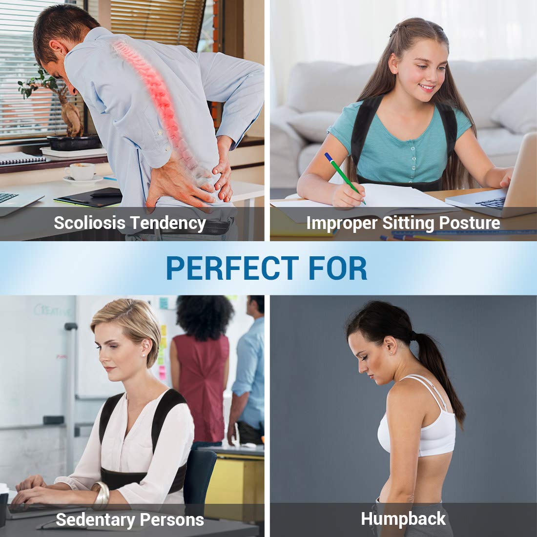 DIANMEI Posture Corrector for Men and Women, Back Brace Adjustable and Breathable for Posture Correction, Neck Brace for Neck & Shoulder Pain Relief and Support XL