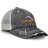Speedy Pros Distressed Trucker Hat Costa Rica Soccer Cotton Trucker Hats for Men & Women Black Gray Design Only
